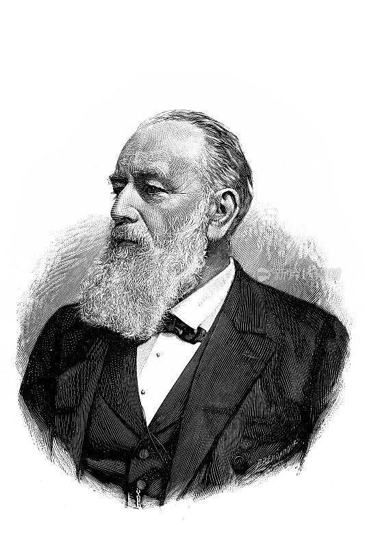 Theodor Billroth的肖像，德国外科医生，1829-1894